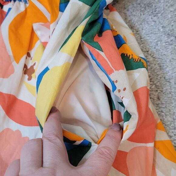 Vince Camuto Tropical Floral Sleeveless Tie Waist Midi Dress Cotton Size 10 - Picture 8 of 9